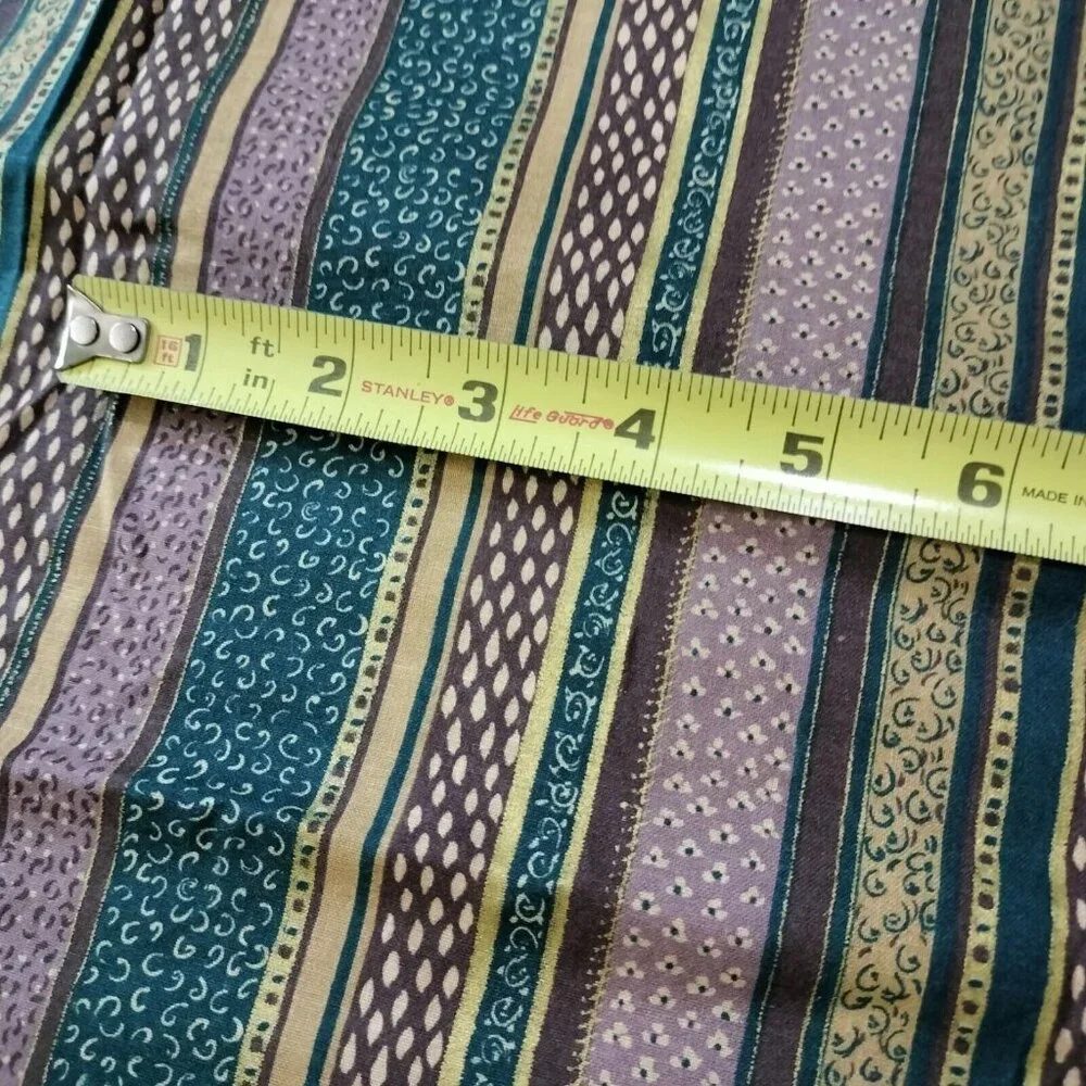 Vtg Textile Art & Film Fabric Brown Green Stripe Quilting Cotton 45